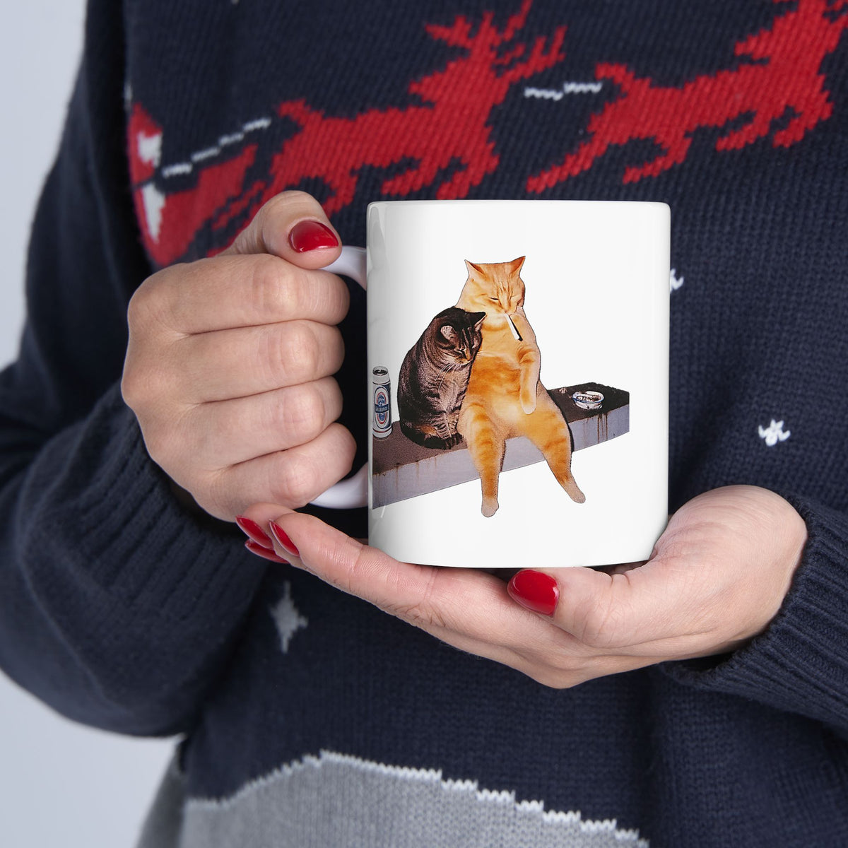 2 Cat Drinking and Smoking Mug