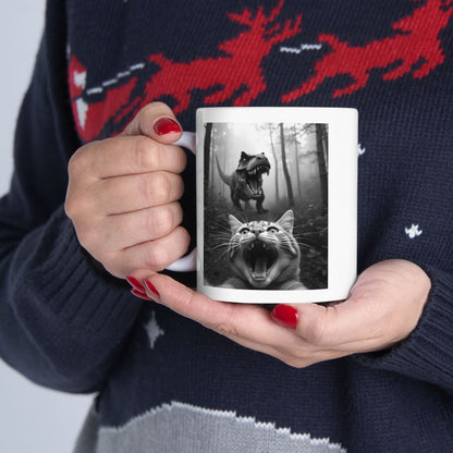 Cat Selfie With T-rex Mug