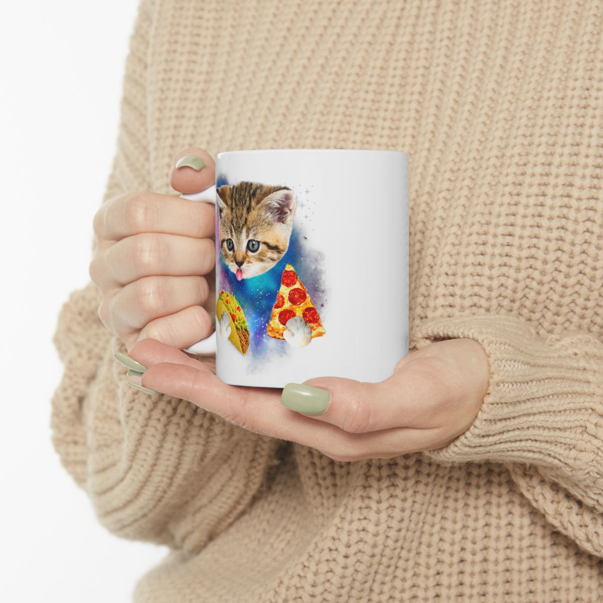 Cat Eat Pizza and Taco in Galaxy Space Mug