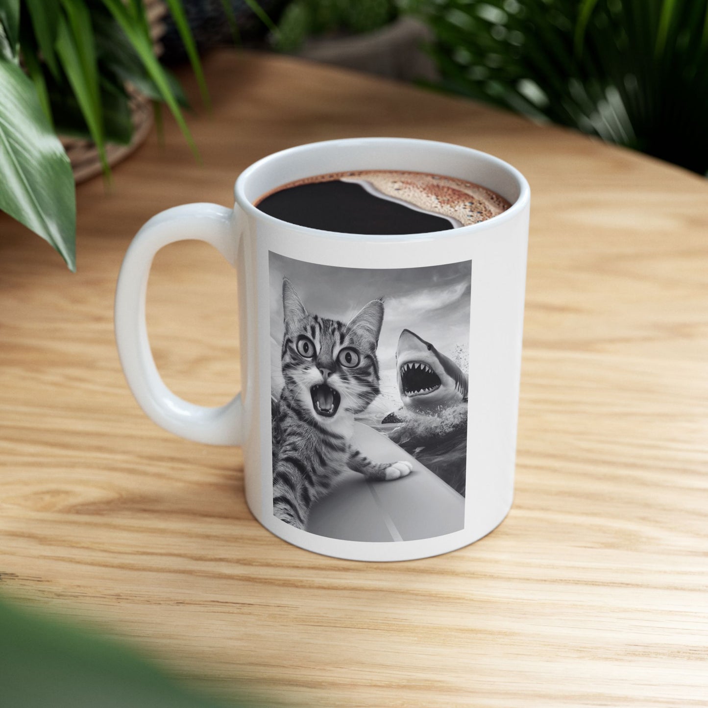 Cat Selfie with Shark Mug