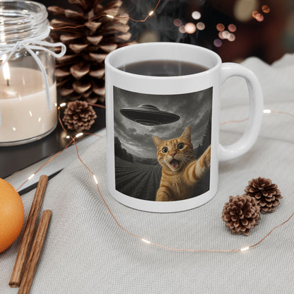 Cat Selfie With Alien UFO Mug