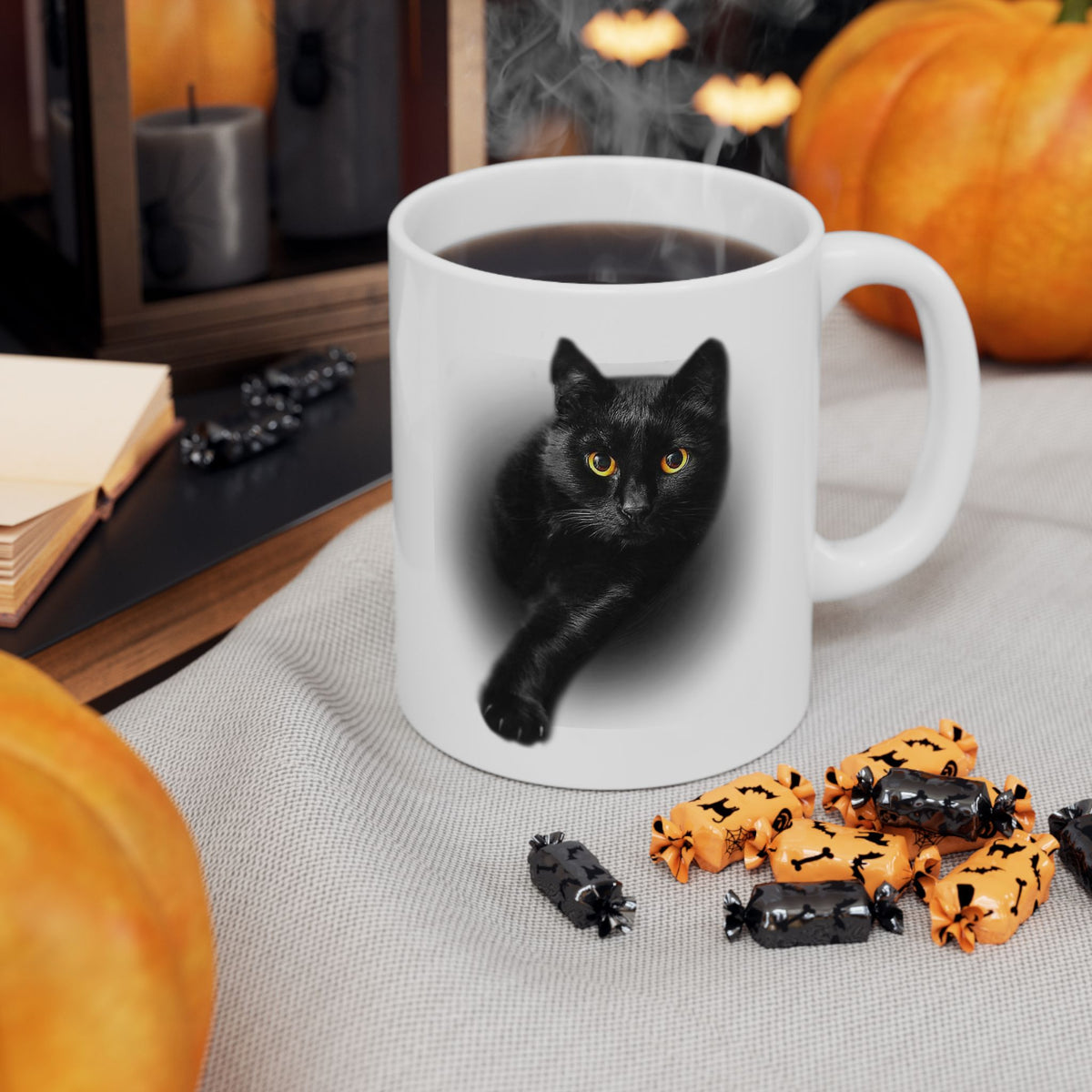 Black Cat Yellow Eyes Mug