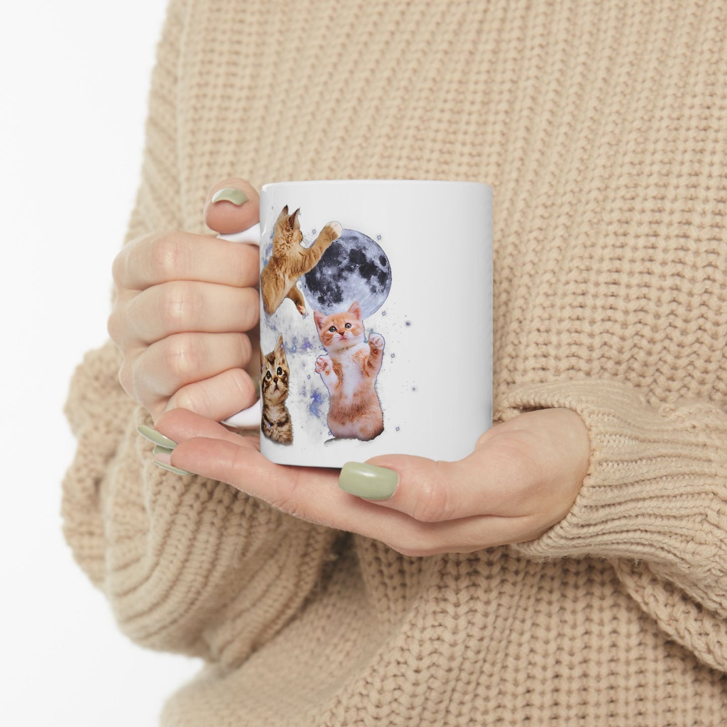 Three Cats Howling Moon Mug