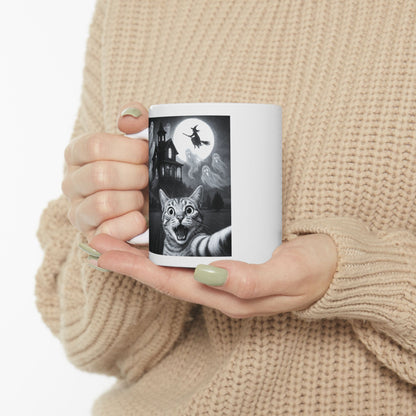 Cat Selfie With Scary House Mug