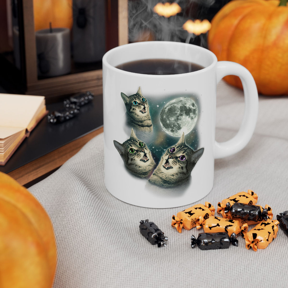 Three Cat Moon 3 Wolfs Cat Mug