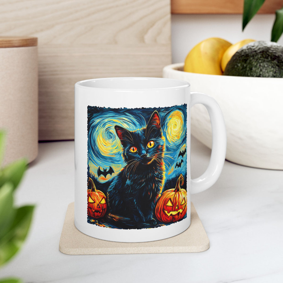 Black Cat Pumpkins Halloween Mug