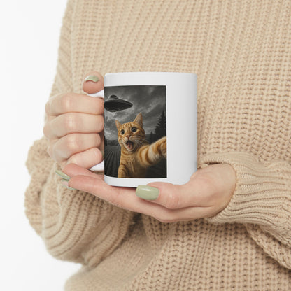 Cat Selfie With Alien UFO Mug