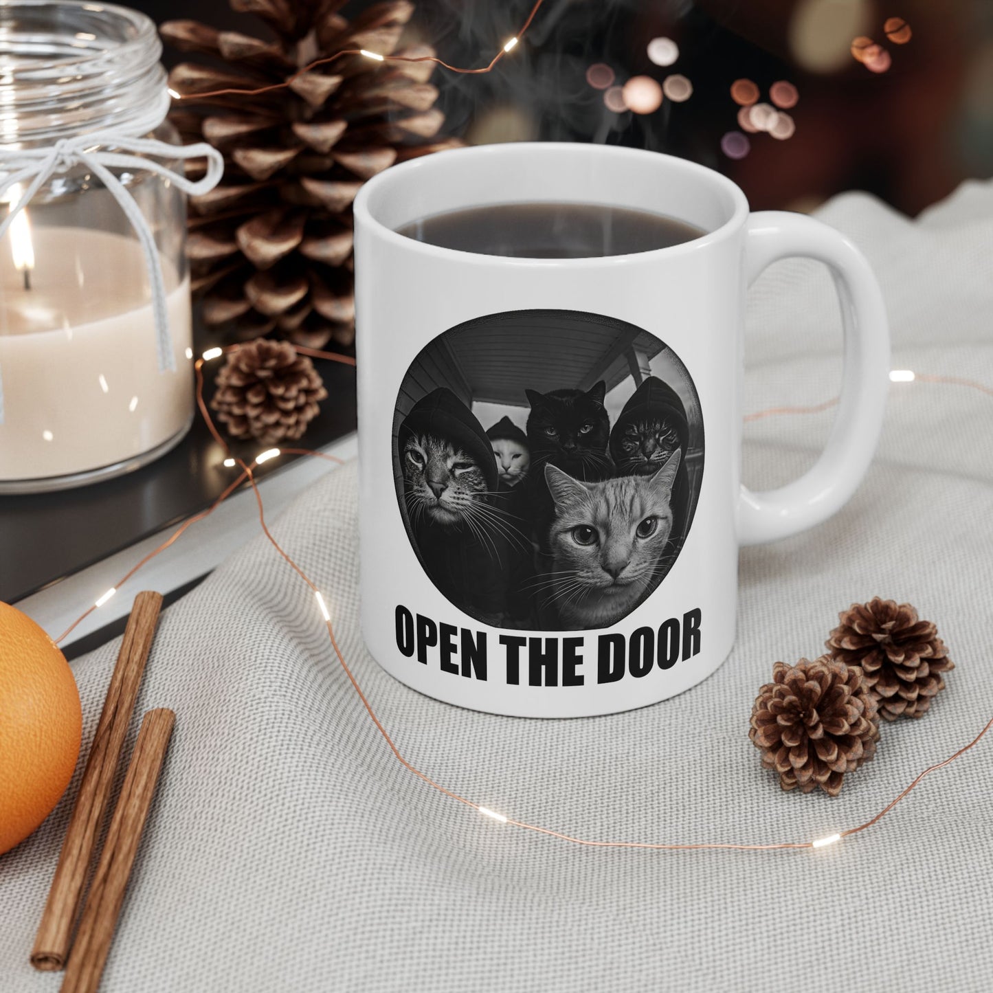 Cat Gang Open The Door Mug