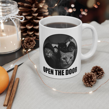 Cat Gang Open The Door Mug