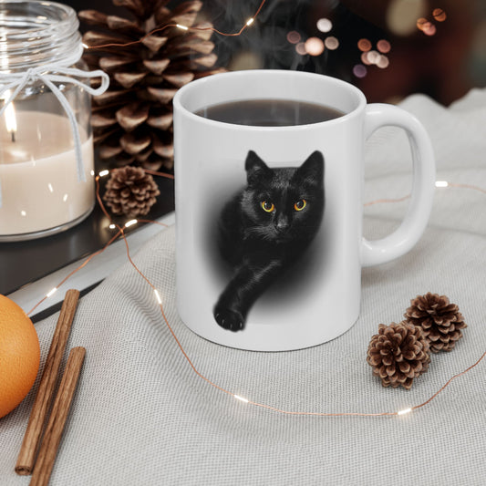 Black Cat Yellow Eyes Mug