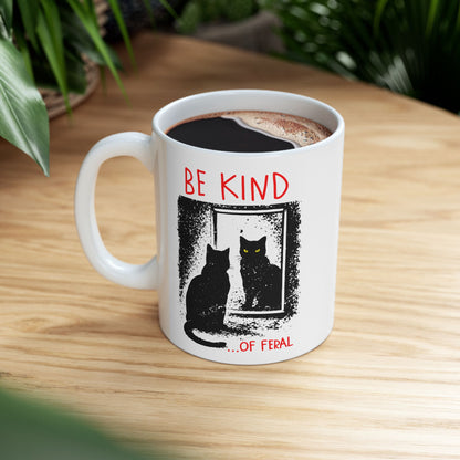 Be Kind of Feral Black Cat Mug