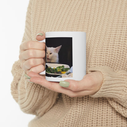 Dinner Table Cat Meme Mug