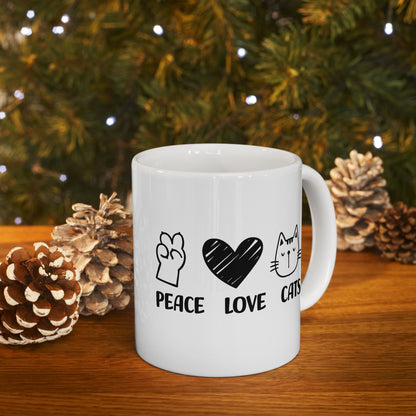 Peace Love Cats Mug