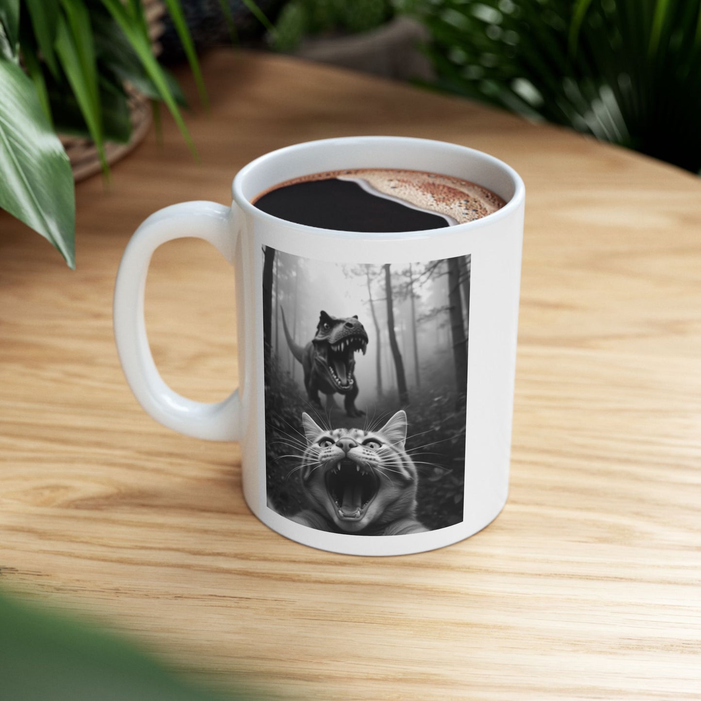 Cat Selfie With T-rex Mug