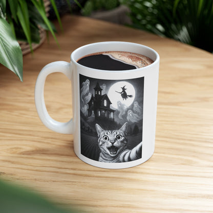 Cat Selfie With Scary House Mug