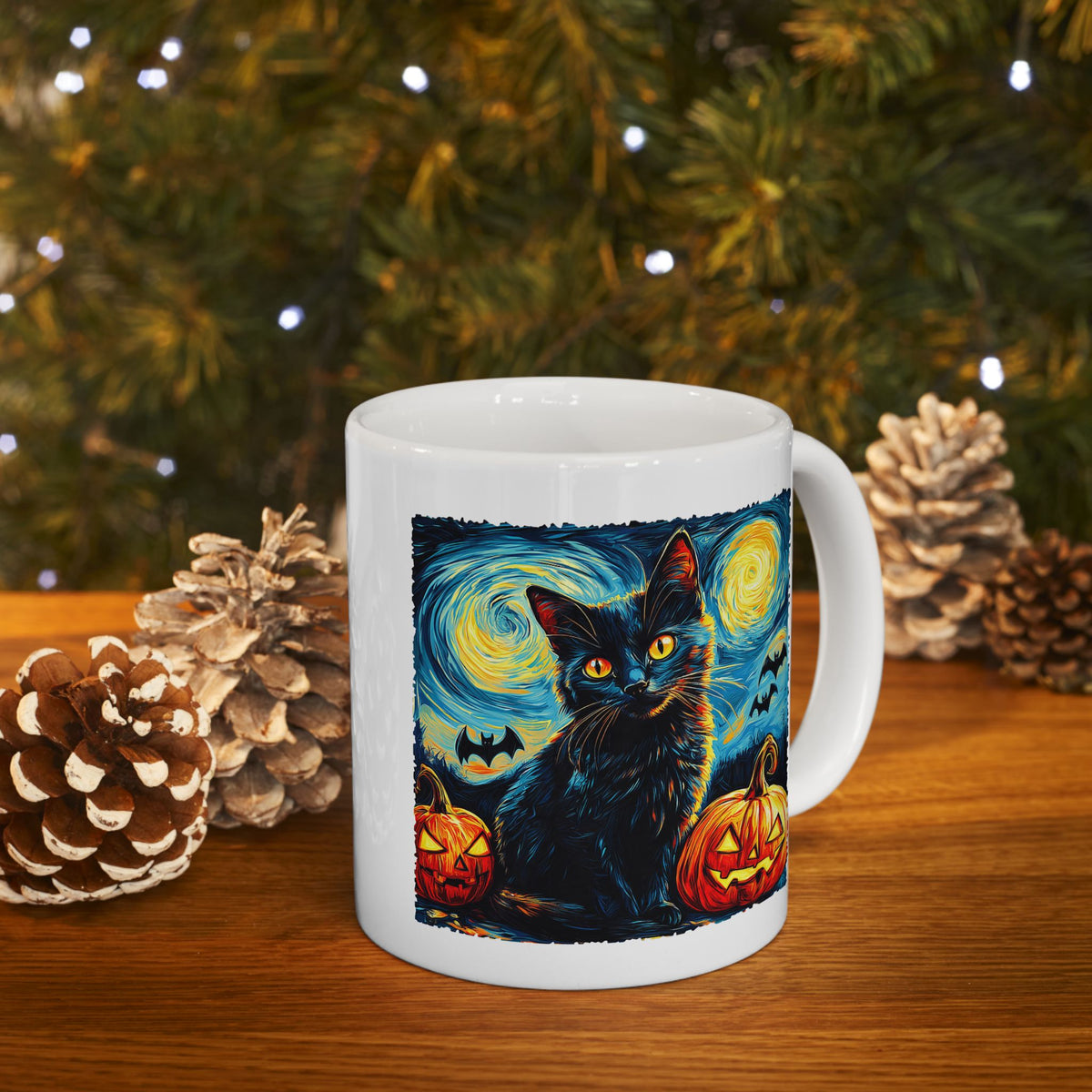 Black Cat Pumpkins Halloween Mug