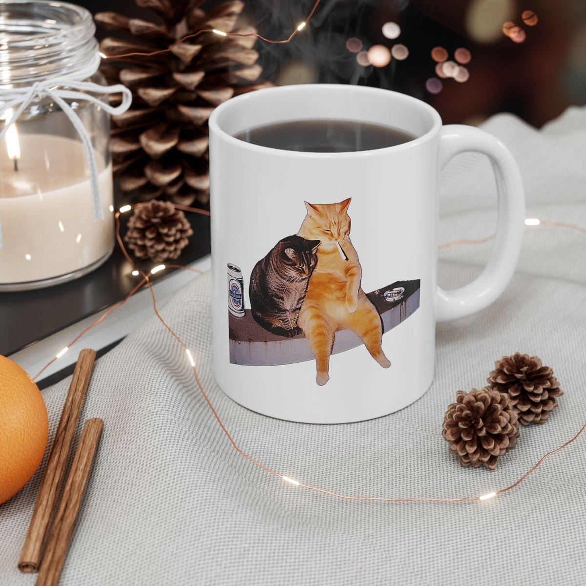 2 Cat Drinking and Smoking Mug
