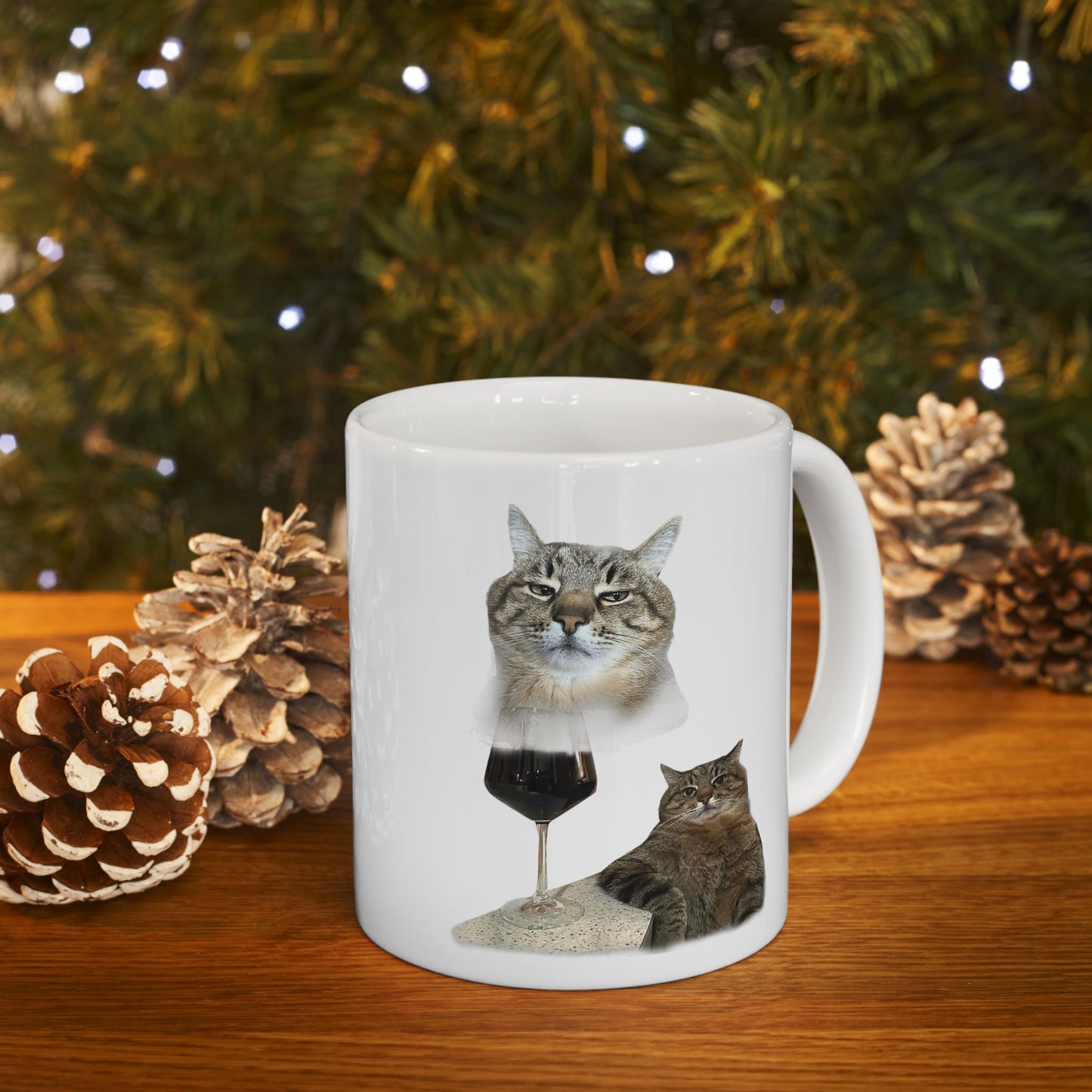 Cat Drinking Wine Mug