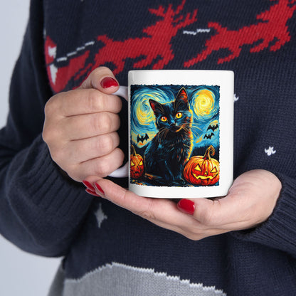 Black Cat Pumpkins Halloween Mug