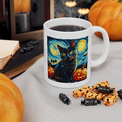 Black Cat Pumpkins Halloween Mug