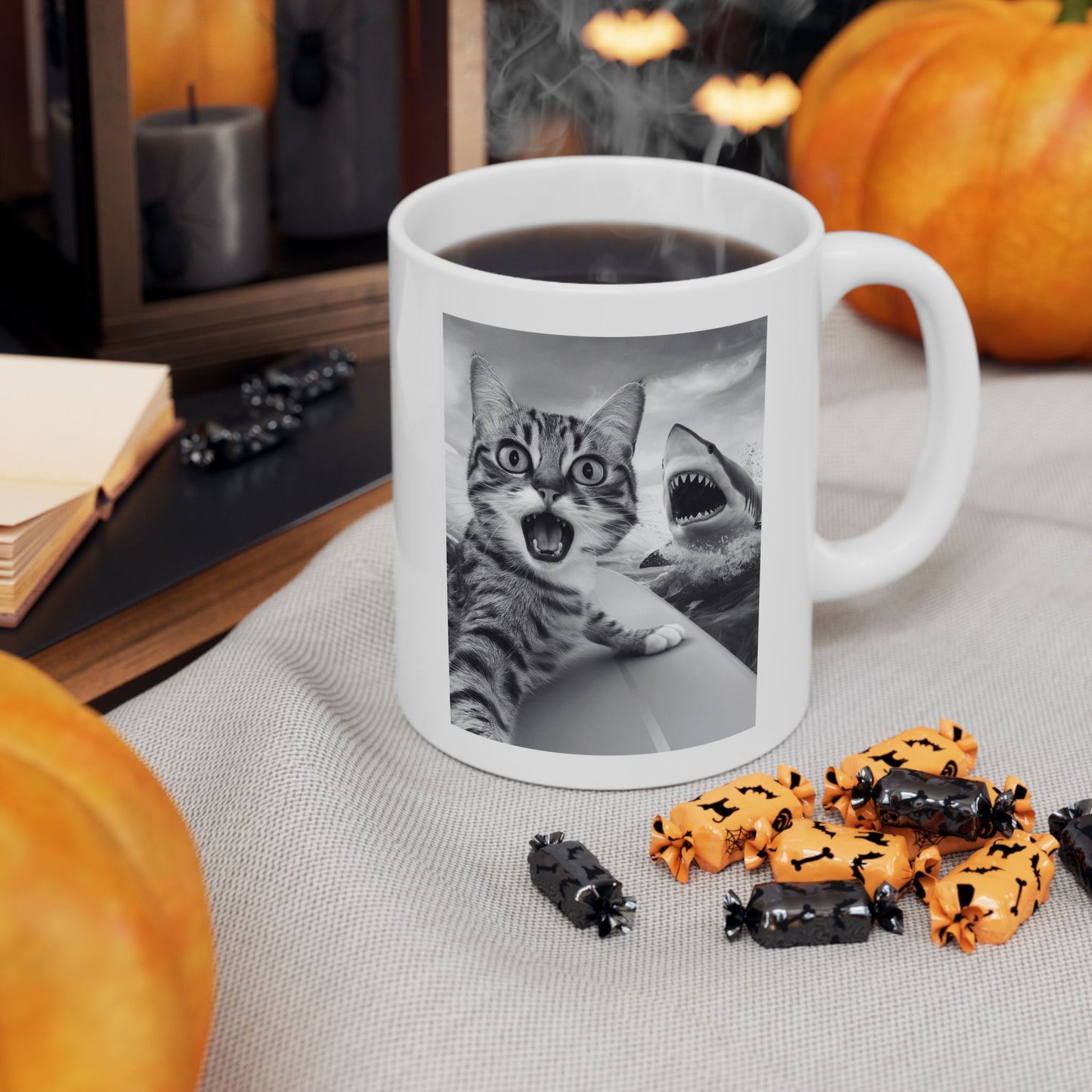 Cat Selfie with Shark Mug
