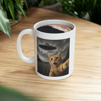 Cat Selfie With Alien UFO Mug