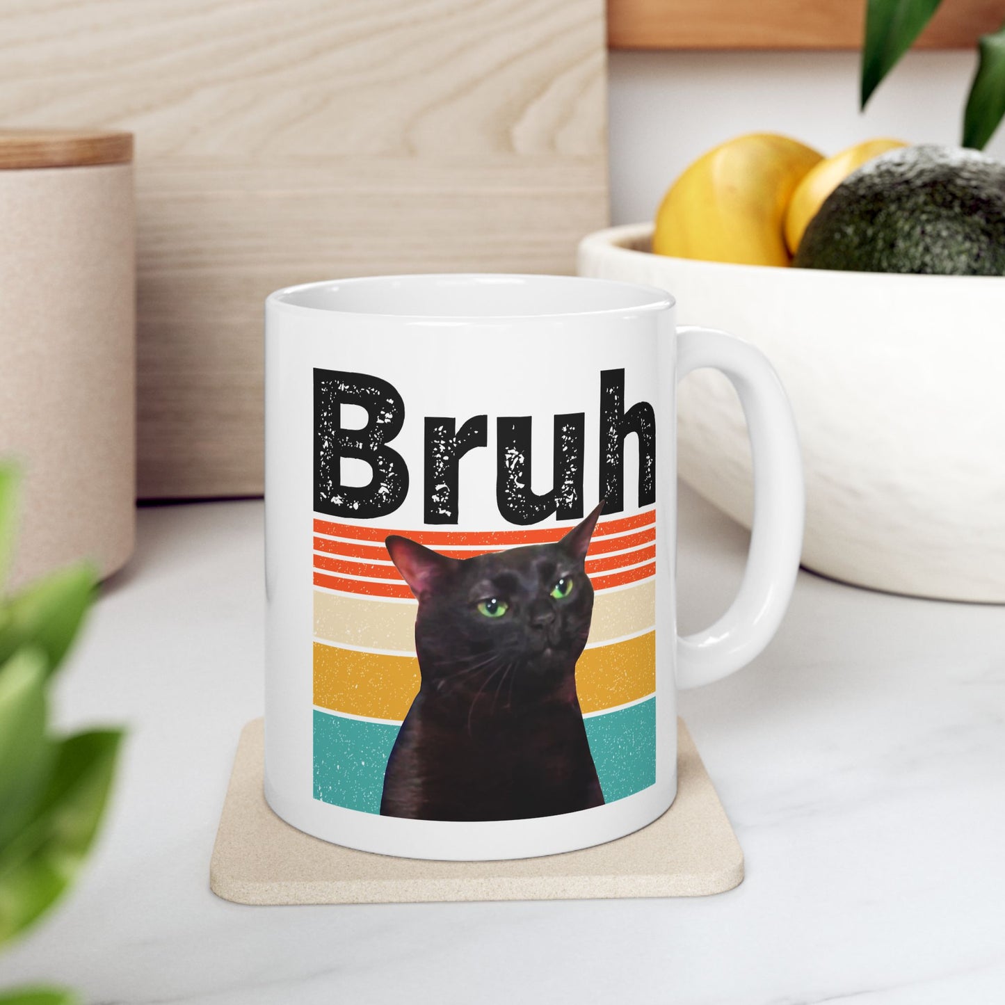 Bruh Cat Meme Vintage Mug