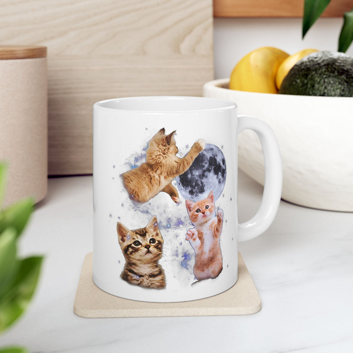 Three Cats Howling Moon Mug