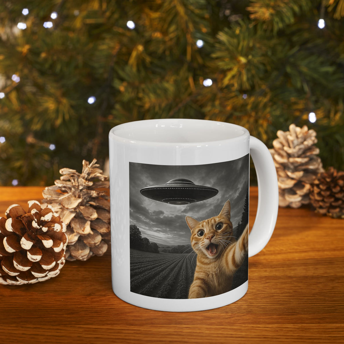 Cat Selfie With Alien UFO Mug