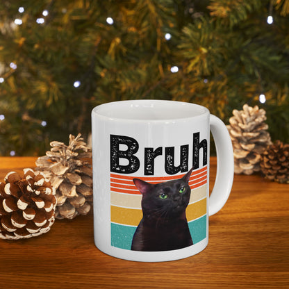 Bruh Cat Meme Vintage Mug