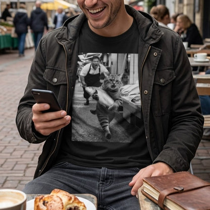 Cat Steals Fish at the Market T-Shirt