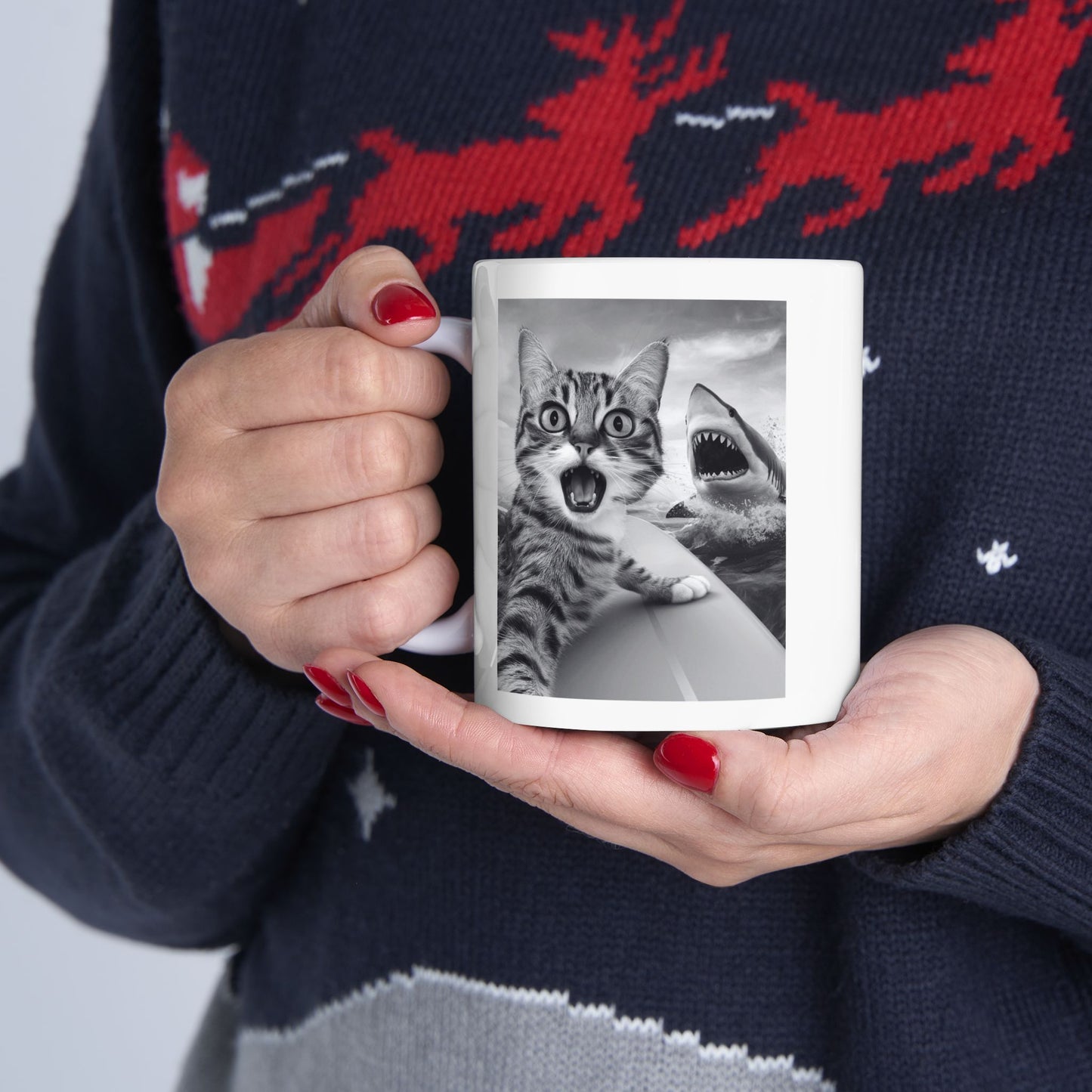 Cat Selfie with Shark Mug