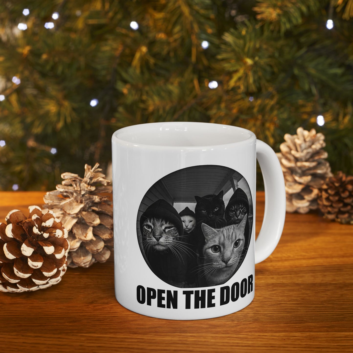 Cat Gang Open The Door Mug