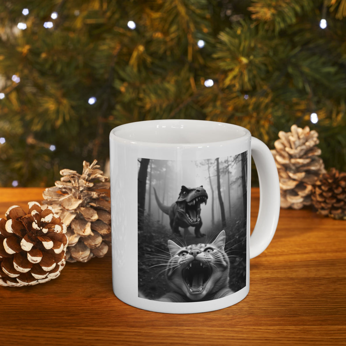 Cat Selfie With T-rex Mug