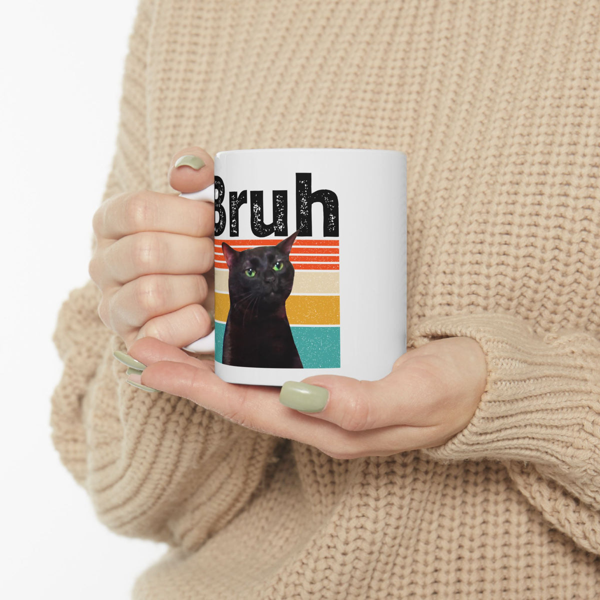 Bruh Cat Meme Vintage Mug