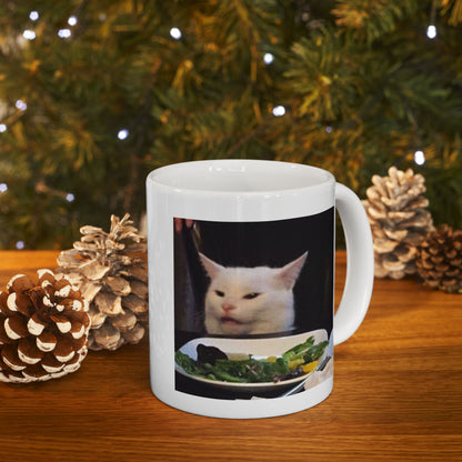 Dinner Table Cat Meme Mug
