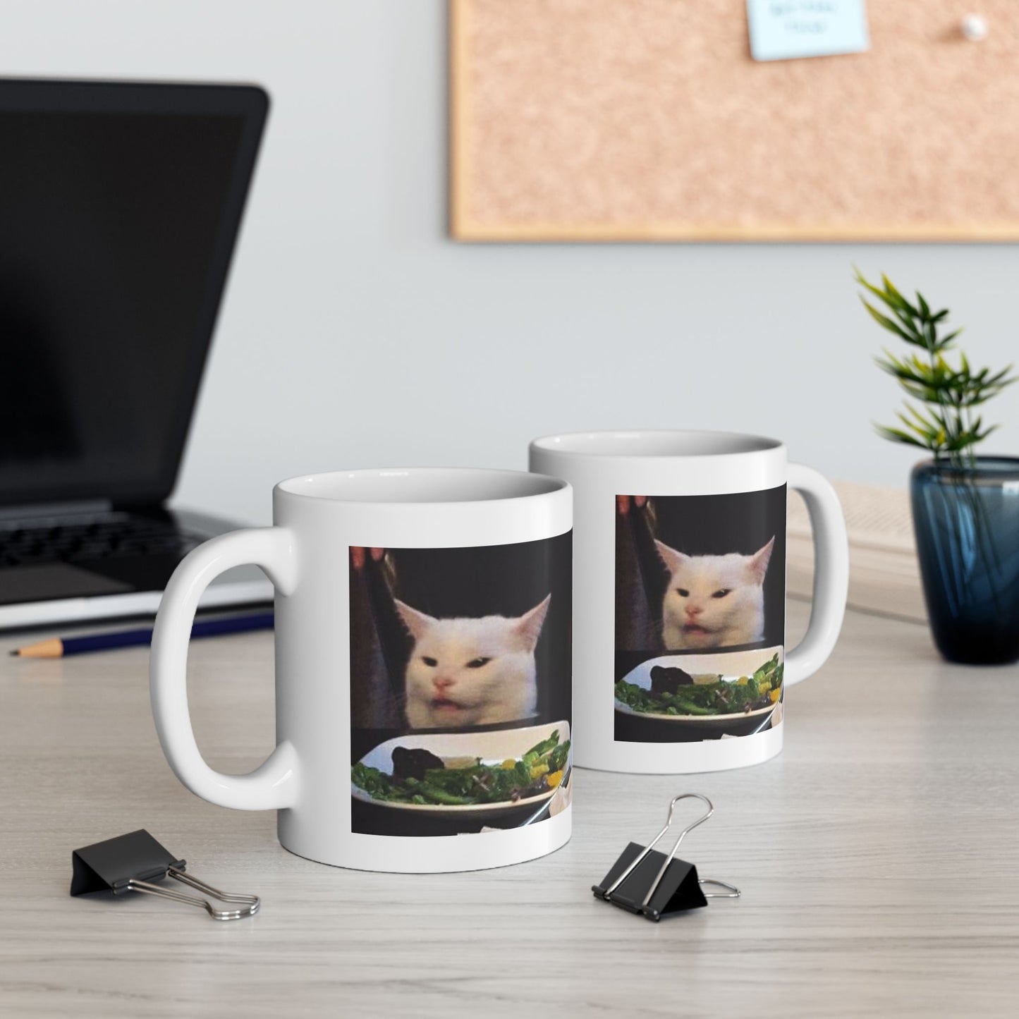 Dinner Table Cat Meme Mug