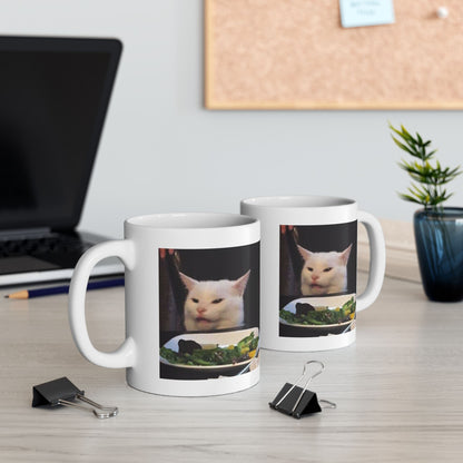 Dinner Table Cat Meme Mug