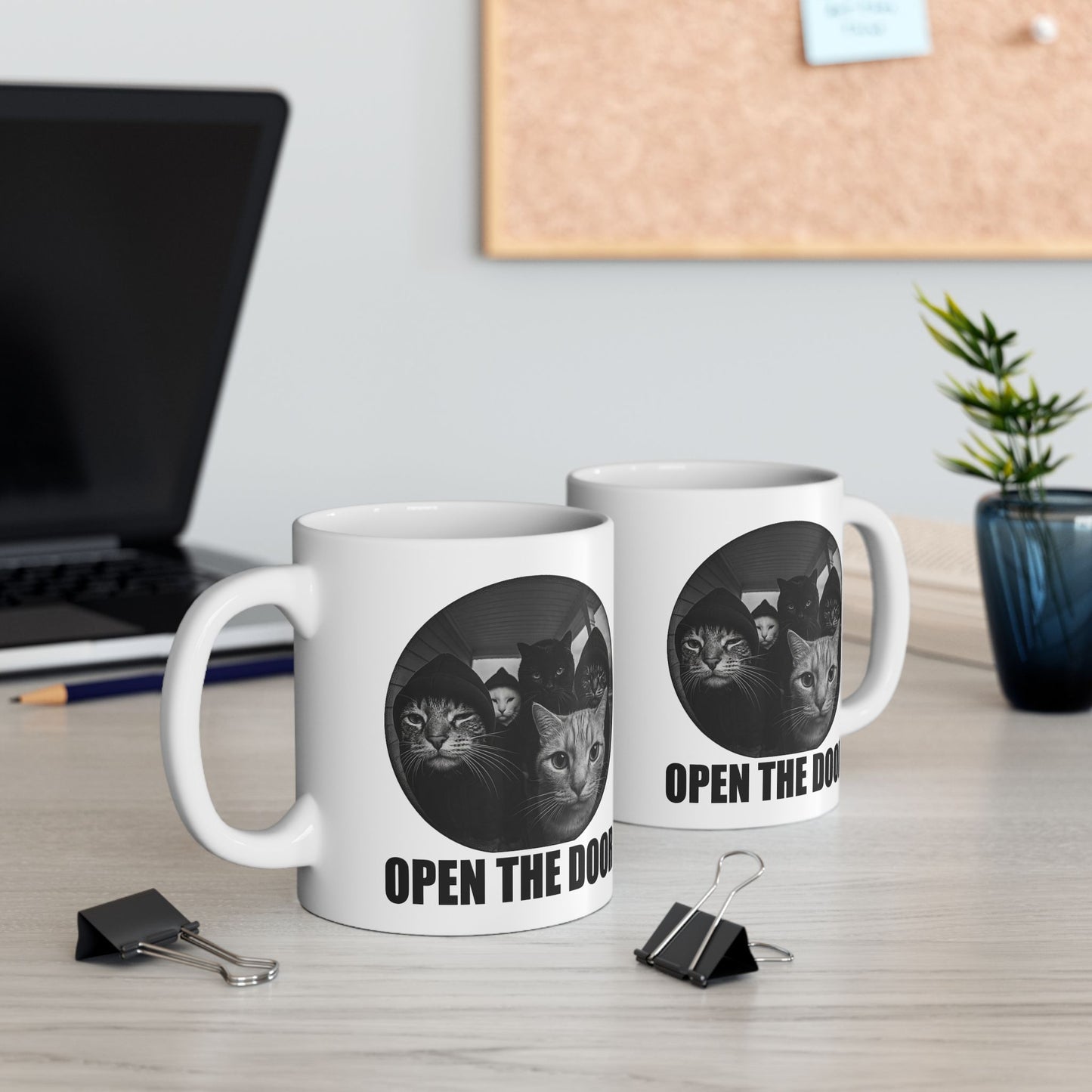 Cat Gang Open The Door Mug