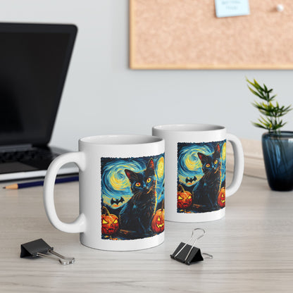 Black Cat Pumpkins Halloween Mug