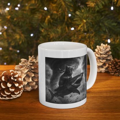 Cat Riding a Shark in Tornado Mug