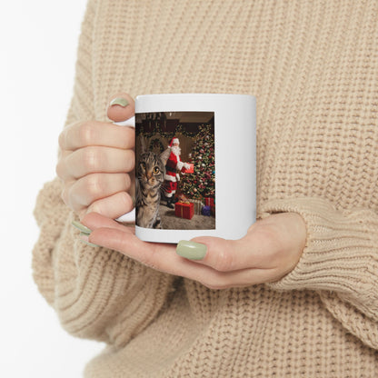 Christmas Cat Selfie with Santa Claus Mug