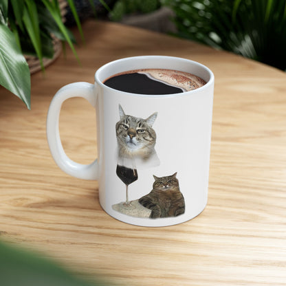 Cat Drinking Wine Mug