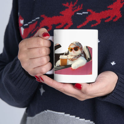 Cat Driving Meme Mug