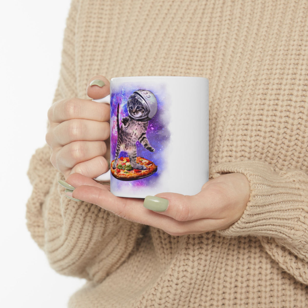 Cat Flying A Pizza Astronaut Mug