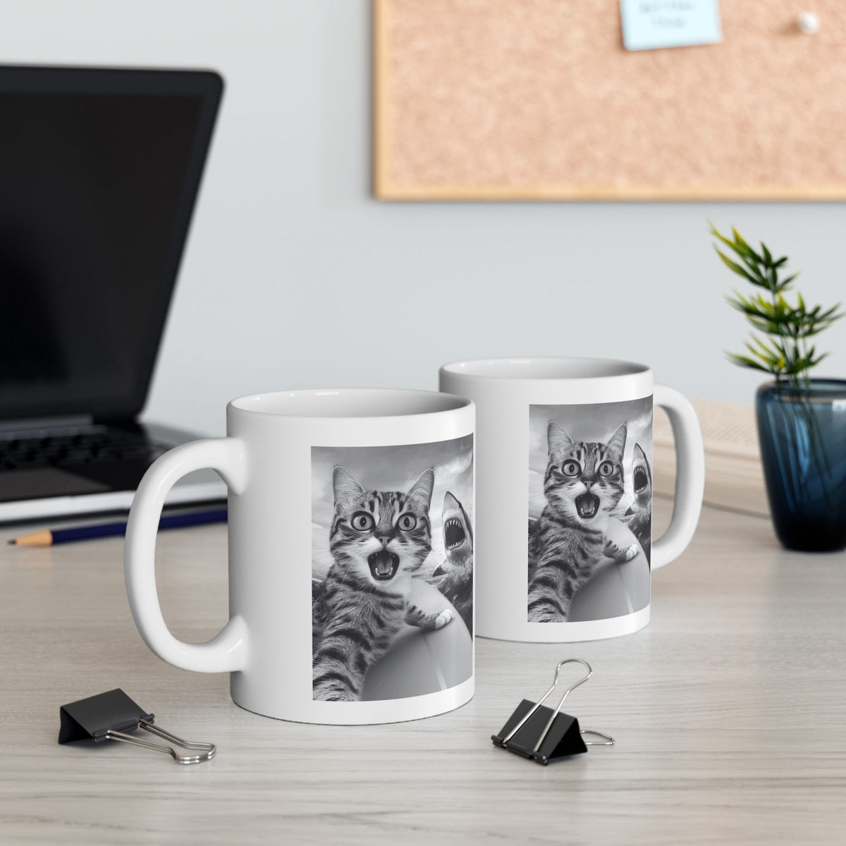 Cat Selfie with Shark Mug