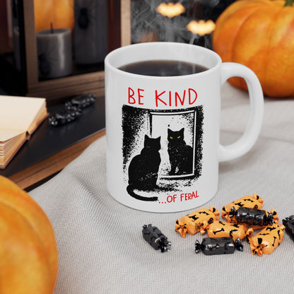 Be Kind of Feral Black Cat Mug