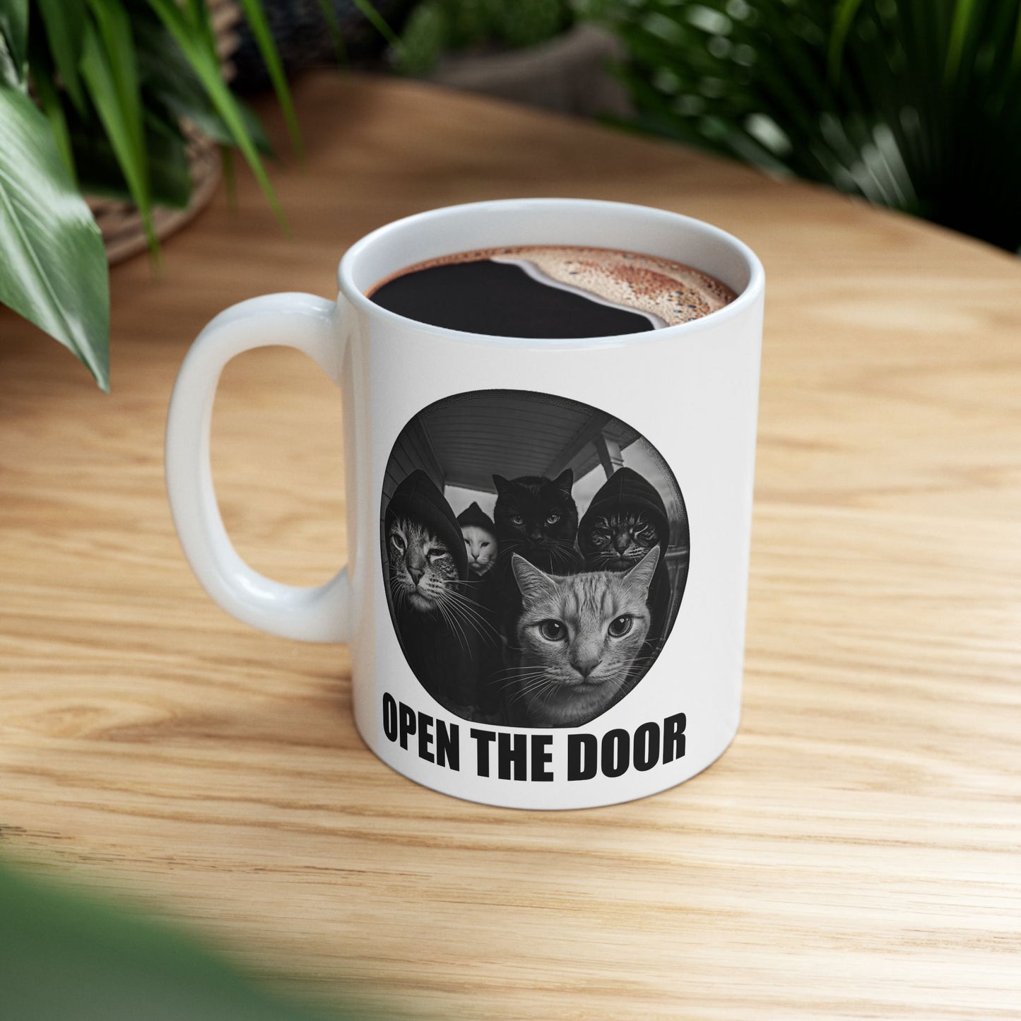 Cat Gang Open The Door Mug