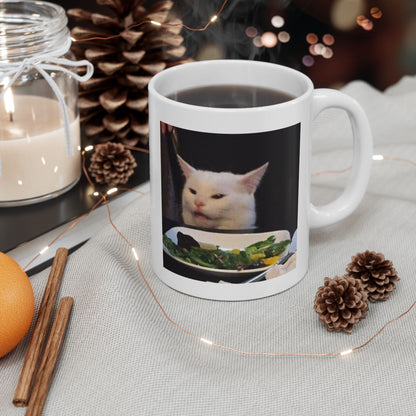 Dinner Table Cat Meme Mug