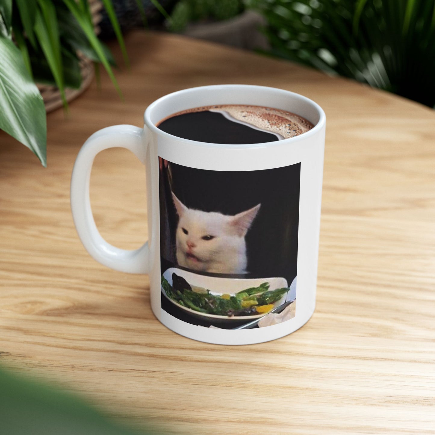 Dinner Table Cat Meme Mug